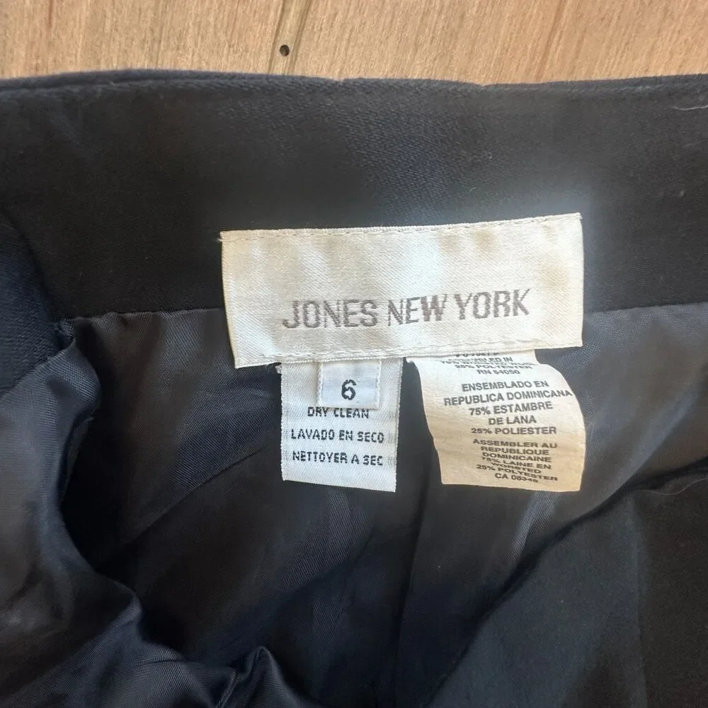 Vintage Black High Waisted Wool Blend Pencil Skirt Knee Length Size 6